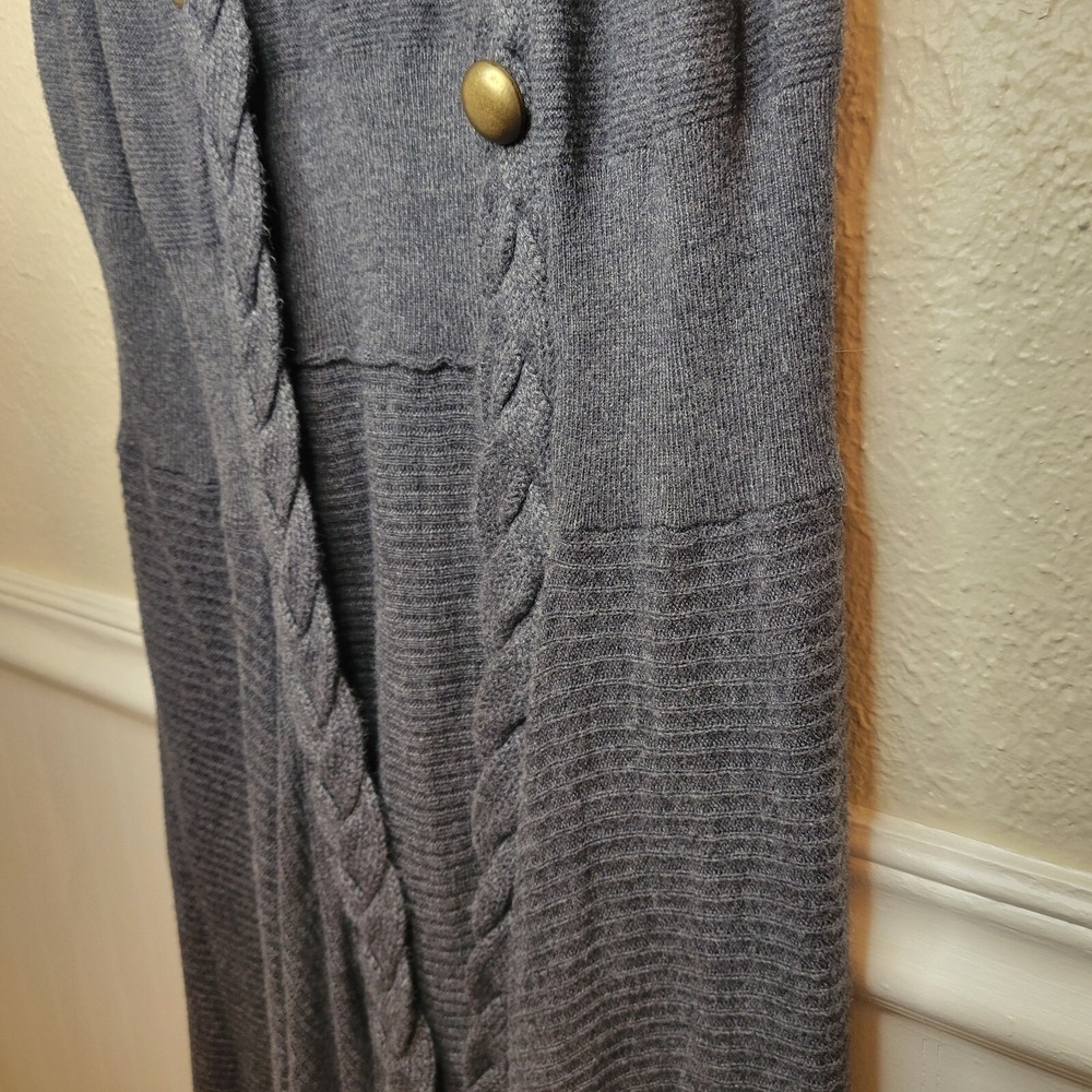 FYLO Open Front Cardigan Vest Sweater Braided Hem Asymmetrical Grey Large‎ - Picture 5 of 15